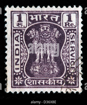 Capital of Asoka Pillar, postage stamp, India, 1967 Stock Photo