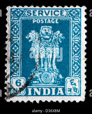 Capital of Asoka Pillar, postage stamp, India, 1967 Stock Photo