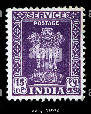 Capital of Asoka Pillar, postage stamp, India, 1967 Stock Photo