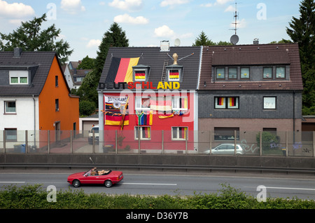 Essen, Germany, World Cup decoration at a private home Stock Photo