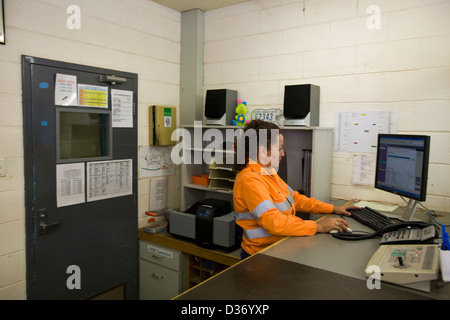 Security station at Rio Tinto's Argyle Diamond Mine, south of Kununnura, East Kimberley region, Western Australia. Stock Photo