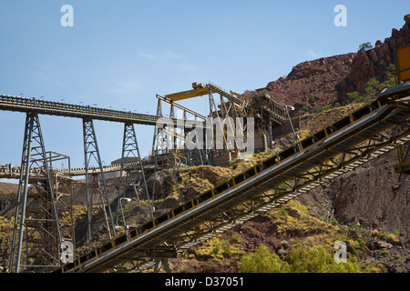 Conveyor system, Rio Tinto's Argyle Diamond mine, south of Kununnura, East Kimberley region, Western Australia Stock Photo