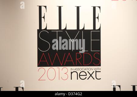London, UK. 10th February 2013. Logo of Elle Style Awards at Hotel Savoy in London, England, on 11 February 2013. Photo: Hubert Boesl/dpa/Alamy Live News Stock Photo