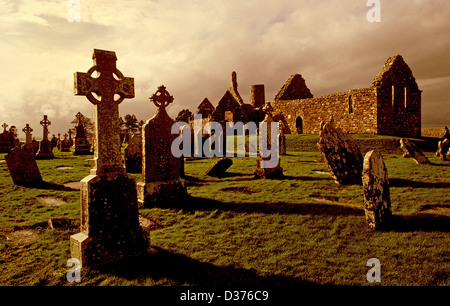 Clonmacnoise Monastery established in the 1st century, Co Offaly, Ireland, mentioned in W.B.Yeats poetry Stock Photo