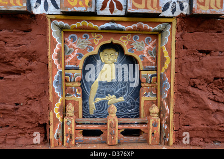 Dochu La pass, with it's 108 stupas or chortens,3140m, image of Buddha, one of many in the 108 stupa. khemar,36MPX,HI-RES Stock Photo