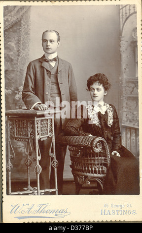 Victorian cabinet portrait photograph of wedding couple Stock Photo