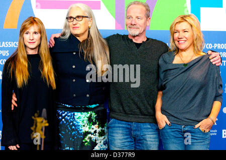 Holly Hunter, Jane Campion, Peter Mullan and Robyn Malcolm during the Top of the Lake' photocall at the 63rd Berlin International Film Festival / Berlinale. February 11, 2013 Stock Photo