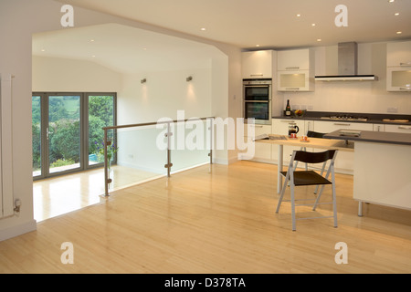 Brand new contemporary split level kitchen in a new house Stock Photo