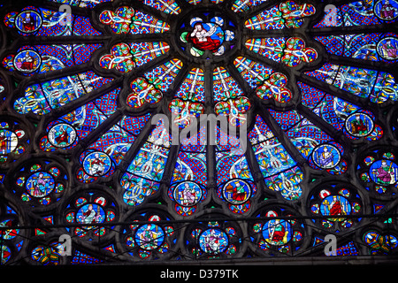 Medieval Rayonnant Gothic Stained Glass Rose Window. Cathedral Basilica ...