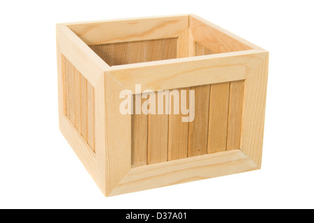 Wooden box isolated on white background Stock Photo