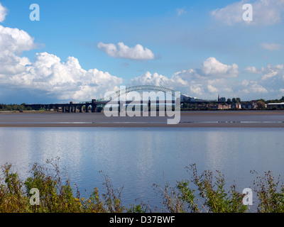 Runcorn and Widnes Silver Jubilee bridge over the river Mersey. Stock Photo