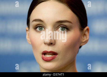 US actress Rooney Mara attends a press conference for 'Side Effects' during the 63rd annual Berlin International Film Festival, in Berlin, Germany, 12 February 2013. The movie is presented in competition at the Berlinale. Photo: Kay Nietfeld/dpa Stock Photo