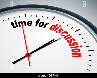 An image of a nice clock with time for discussion Stock Photo