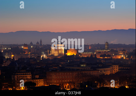 Italy, Rome, the city seen from Janiculum Hill (Gianicolo) at dawn Stock Photo