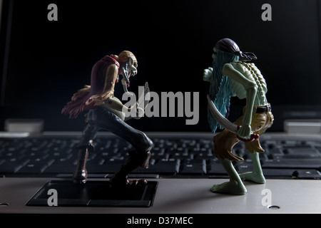 Concept of virus attacking computer Stock Photo