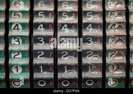 Detail from antique American adding machine, Rouen, France Stock Photo