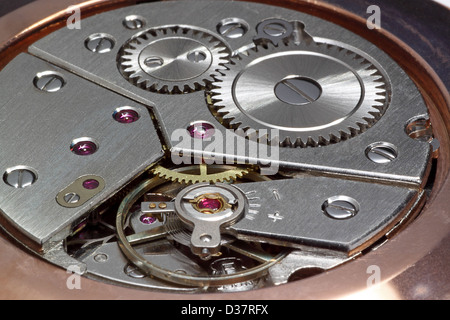 Closeup of an old pocket watch gears Stock Photo