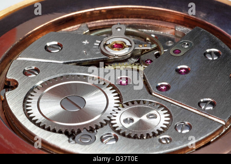 Closeup of an old pocket watch gears Stock Photo