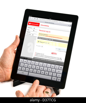 Santander online banking on a 4th generation Apple iPad tablet computer Stock Photo