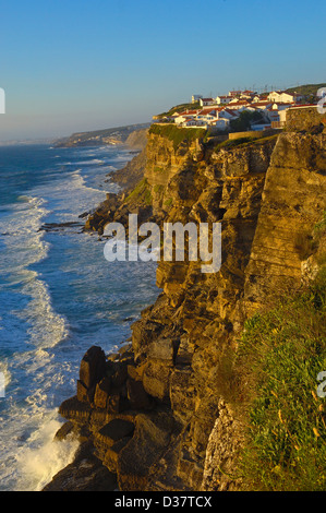 Azenhas do Mar, Cliffs at Praia das maças ( das maças Beach), Colares, Lisbon district, Sintra coast, Portugal, Europe