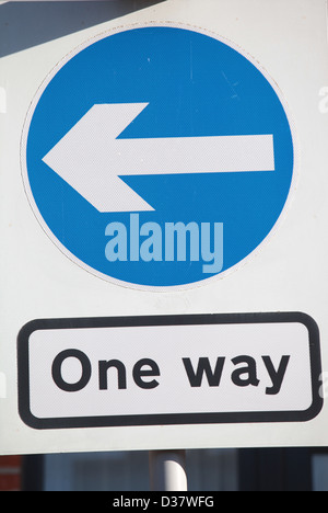 A one way street sign in Preston. Stock Photo