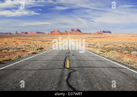 US Route 163 and Monument Valley, Arizona Utah border USA Stock Photo