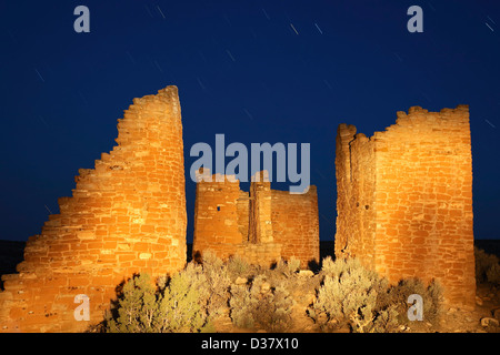 Hovenweep Castle at twilight, Hovenweep National Monument, Utah USA Stock Photo