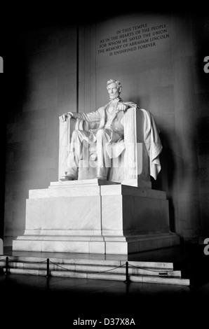 Statue of Abraham Lincoln at the Lincoln Memorial in Washington DC Stock Photo