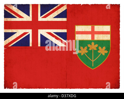 Flag of Ontario (Canadian province) created in grunge style Stock Photo