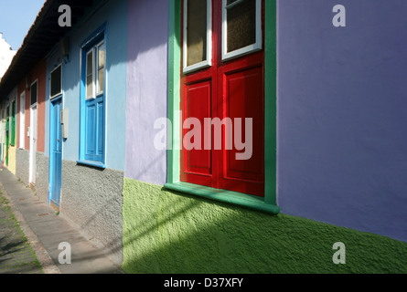 Brightly-painted cottages in Santa Cruz de Tenerife, Canary Islands, Spain Stock Photo