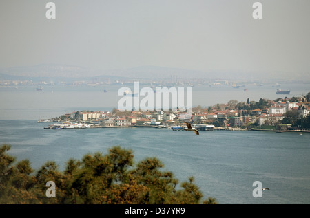View from Heybeliada to neighbouring island Bueyuekada, Turkey Stock Photo