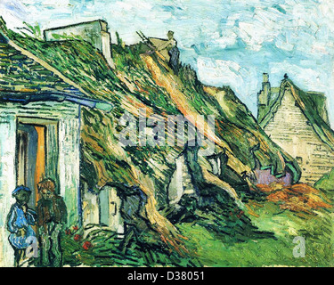 Vincent van Gogh, Thatched Sandstone Cottages in Chaponval. 1890. Post-Impressionism. Oil on canvas. Kunsthaus Zürich, Zürich Stock Photo