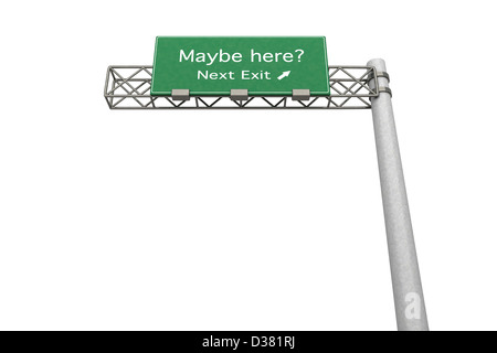 3D rendered Illustration. Highway Sign - the next exit maybe the right one. Stock Photo