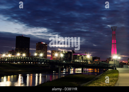 USA, Ohio, Dayton, Cityscape at evening Stock Photo