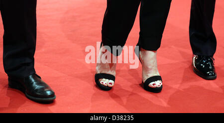 Shoes of French actress Juliette Binoche (C) seen while she arrives for the premeire of the movie 'Camille Claudel 1915' during the 63rd annual Berlin International Film Festival, in Berlin, Germany, 12 February 2013. The movie is presented in competition at the Berlinale. Photo: Kay Nietfeld/dpa +++(c) dpa - Bildfunk+++ Stock Photo