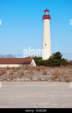 USA, New Jersey, Cape May, Lighthouse on beach Stock Photo