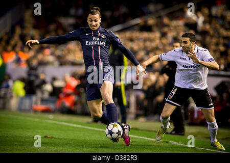 Valencia, Spain. 12th February 2013.  during the Champions League game between Valencia and Paris Saint Germain from the Mestalla Stadium.Credit: Action Plus Sports Images / Alamy Live News Stock Photo