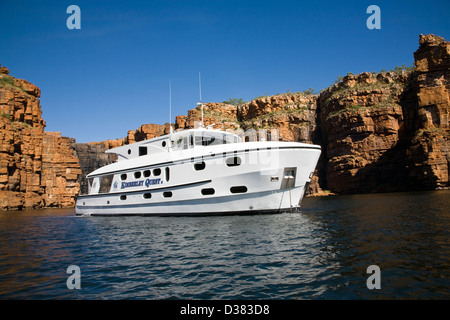 Kimberley Quest expedition vessel at King George Falls, Western Australia Stock Photo