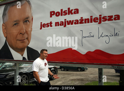 Poznan, Poland, election poster of Jaroslaw Kaczynski, the PiS candidate for the presidential elections Stock Photo