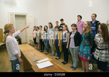 Lviv, Ukraine, choir practice the Ivan Franko National University of Lviv Stock Photo