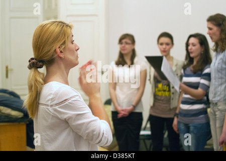 Lviv, Ukraine, choir practice the Ivan Franko National University of Lviv Stock Photo