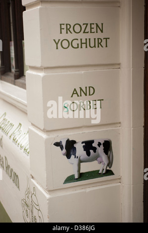 Frozen Yoghurt and Sorbet cow picture sign Stock Photo