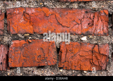 three Bricks in old Wall Stock Photo