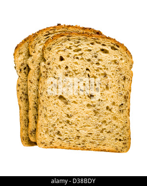 Three slices of brown (wholemeal) bread. Stock Photo