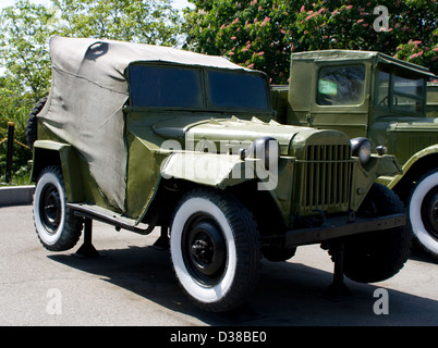 retro army car gaz-67b World War II Museum is located in the Great Patriotic War in Kiev Stock Photo