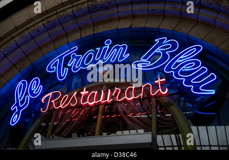 le train bleu,restaurant,fluorescent sign,gare de lyon,paris Stock Photo