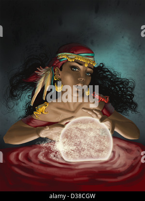 Illustrative image of fortune teller with crystal ball Stock Photo