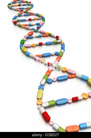 Illustrative image of DNA replica made from tablets Stock Photo