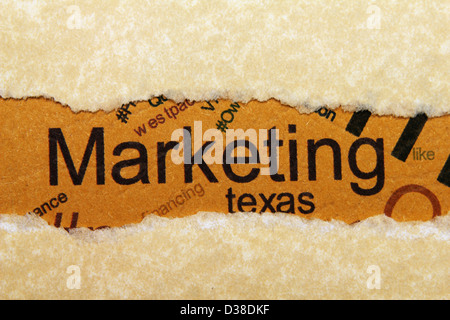 Marketing text on grunge paper Stock Photo