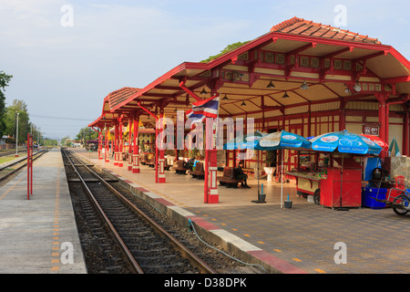 Hua Hin Railway Station, one of the most beautiful railway stations in Thailand Stock Photo